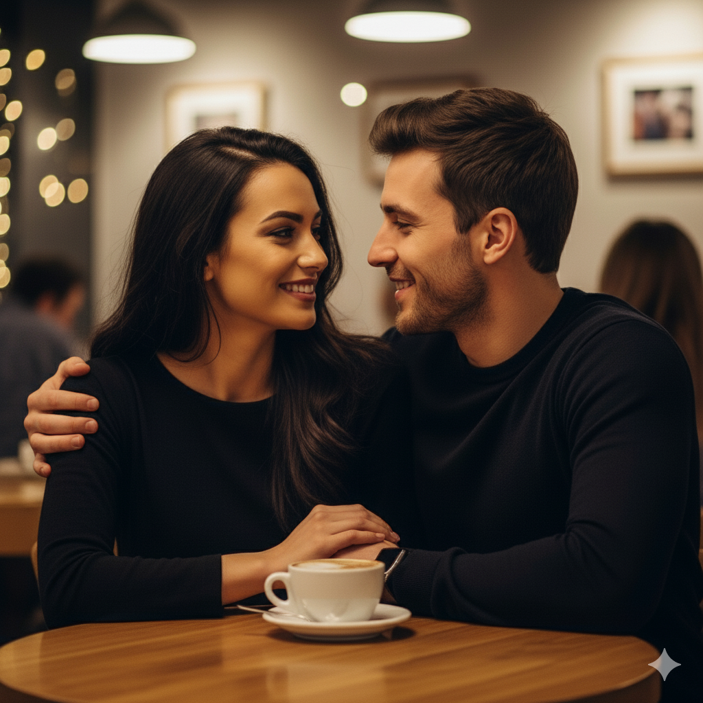 Homem e mulher conversando em um ambiente social