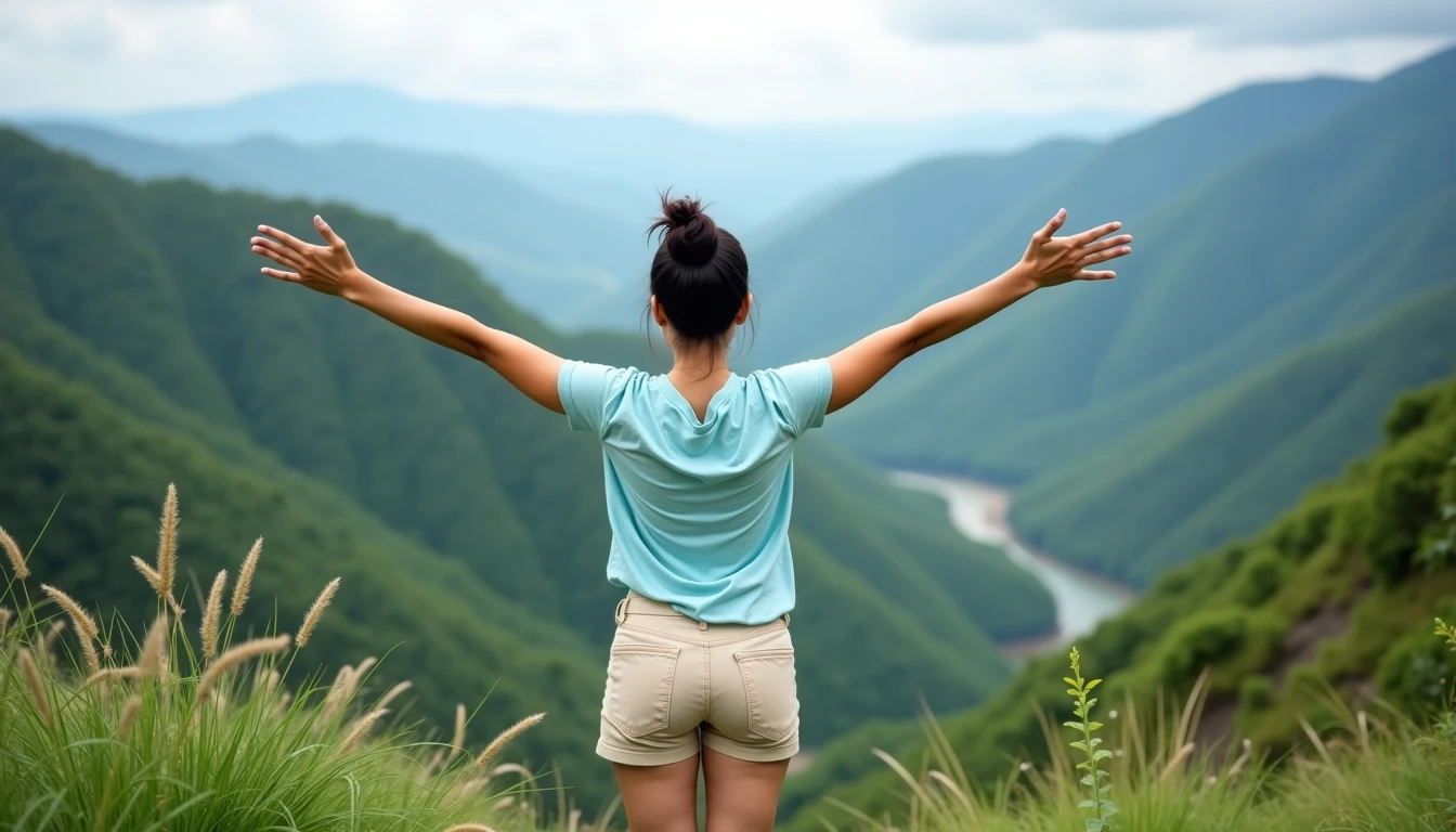 mulher de braços abertos
